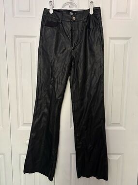 Tiger Mist Black Faux Leather Flare Jeans
